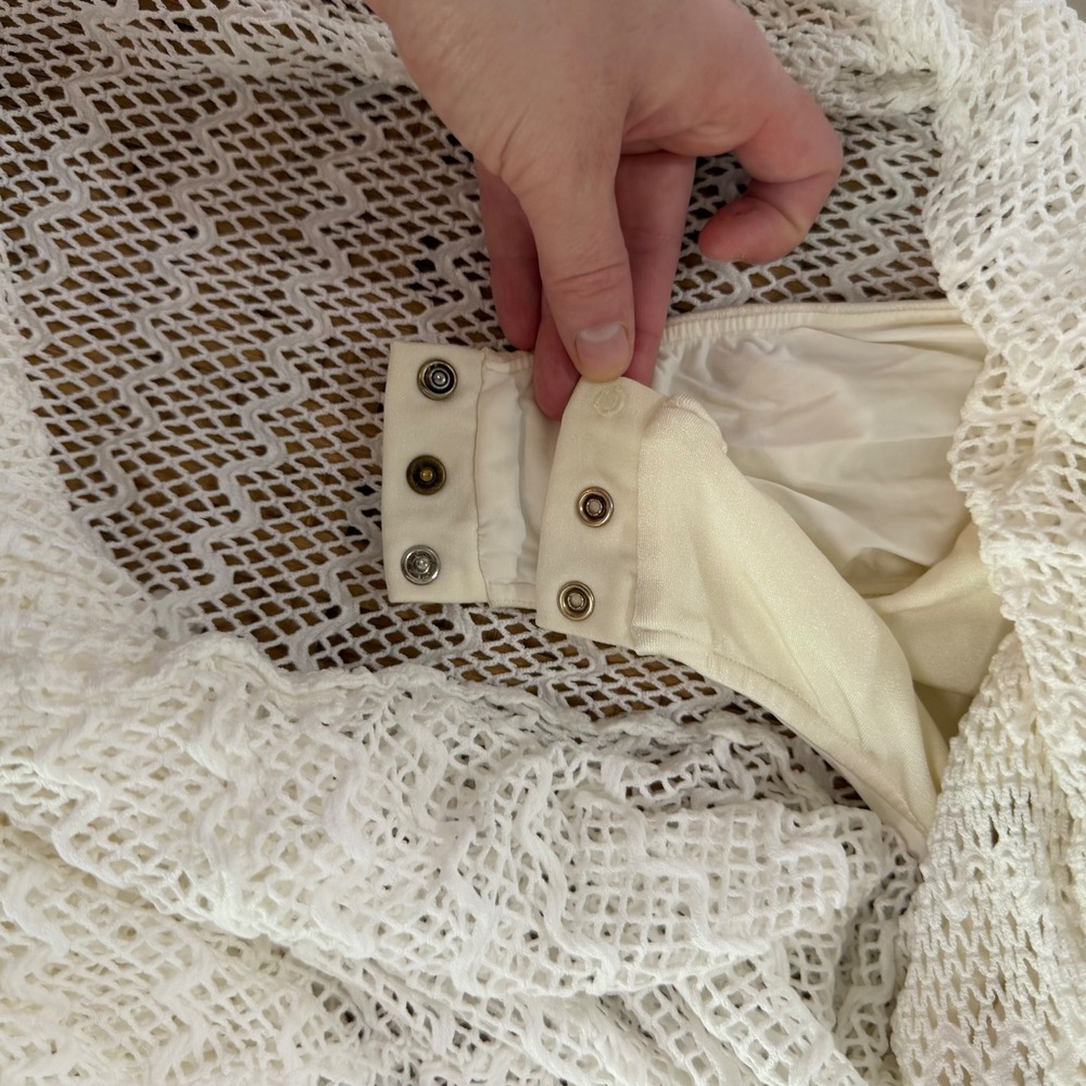 PatBO Asymmetric Netted Beach Dress White Seashell Halter Maxi Coastal Bridal S - Picture 7 of 9